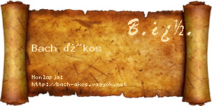 Bach Ákos névjegykártya